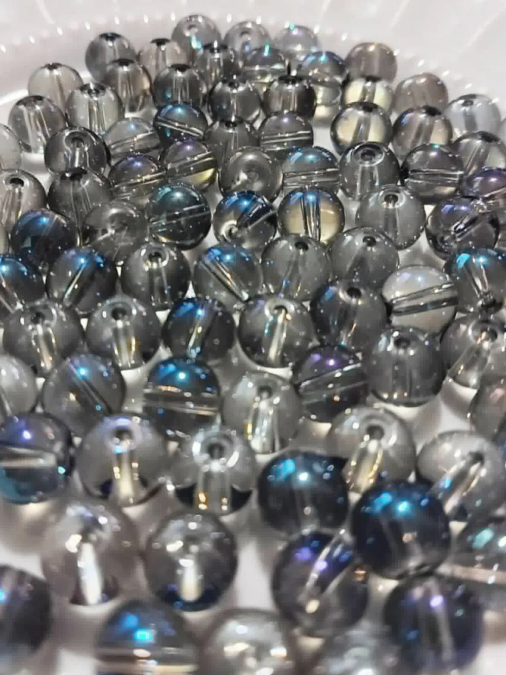 Bulk Lot of 8mm Morning Gray Galaxy Luster Glass Beads
